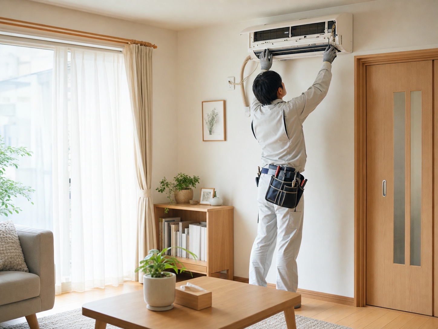 エアコンの取り付け作業